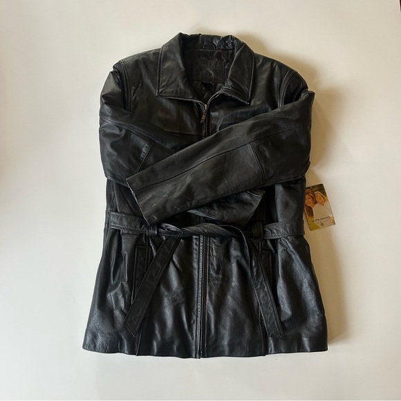 90s/ y2k Vintage Leather Moto Jacket NEW WITH TAGS - Kathy Ireland - Picture 2 of 14